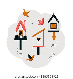 Birdhous icon outline drawing vector illustration