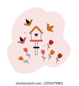 Ilustración del vector de dibujo del contorno de iconos birdales