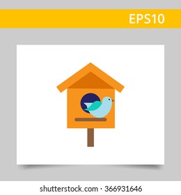 Birdhouse and bird
