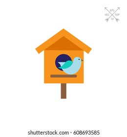 Birdhouse and bird