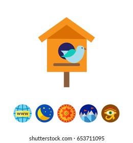 Birdhouse and bird