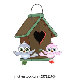 Birdhouse and birds.