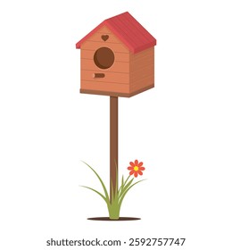 A birdhouse for birds, isolated on a white background. Cartoon vector illustration