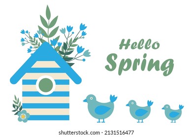 Birdhouse and chickens vector illustration