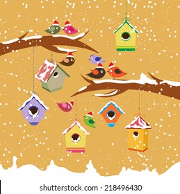 Birdhouse for christmas winter