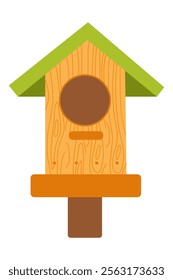 Birdhouse design with a vibrant roof and a wooden texture for outdoor decoration