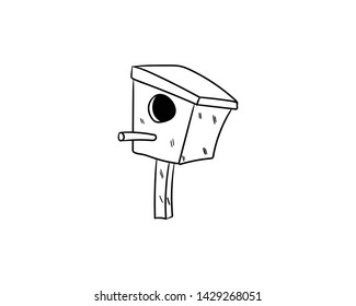 Birdhouse doodle hand drawing vector