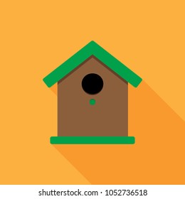 Birdhouse flat vector illustration with long shadow