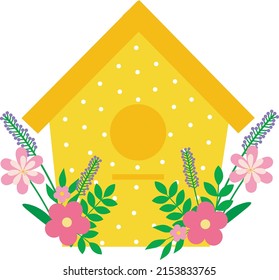 Birdhouse with flowers vector illustration
