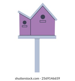 Birdhouse for the garden. Flat graphic element for spring and summer designs.