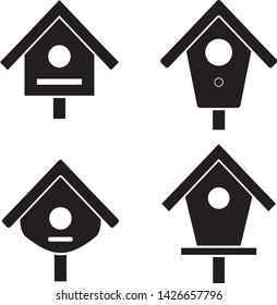 Birdhouse, garden house for birds vector icon set