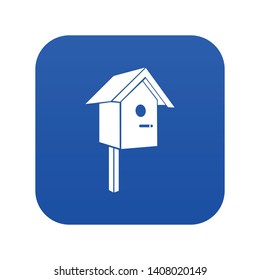 Birdhouse icon blue vector isolated on white background
