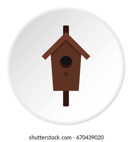 Birdhouse icon in flat circle isolated vector illustration for web