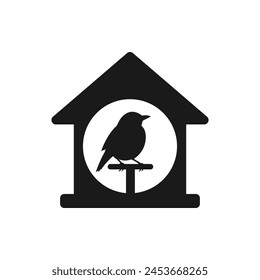 Birdhouse icon flat style isolated on white background. Vector illustration