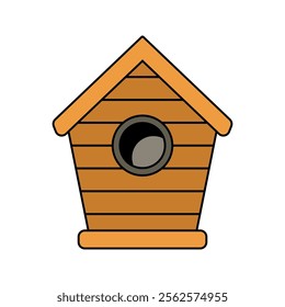 Birdhouse Icon Illustration, A wooden birdhouse, symbolizing outdoor activities and nature care. Perfect for Spring season themed designs