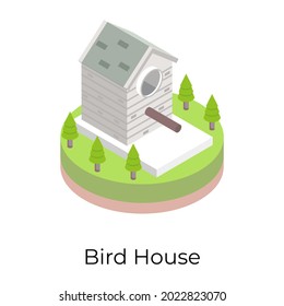 A birdhouse icon in isometric design 