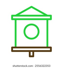 Birdhouse icon, simple outline. Concept of spring, nature, and bird care.