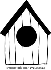 birdhouse icon, sticker. sketch hand drawn doodle style. minimalism, monochrome. spring birds house