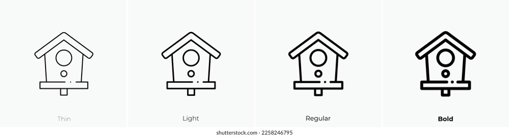 birdhouse icon. Thin, Light Regular And Bold style design isolated on white background