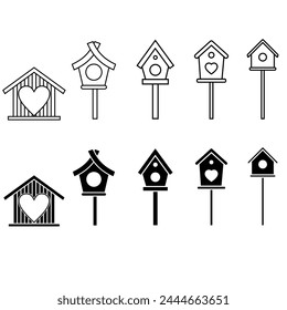 Birdhouse icon vector set. Feeder illustration sign collection. Bird symbol or logo.