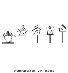 Birdhouse icon vector set. Feeder illustration sign collection. Bird symbol or logo.