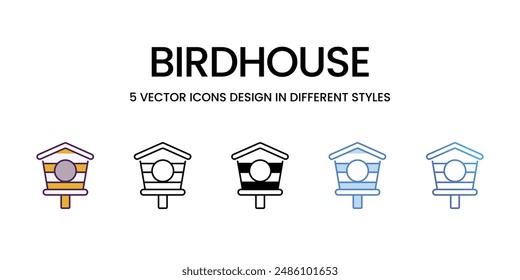 Birdhouse icons vector set stock illustration.