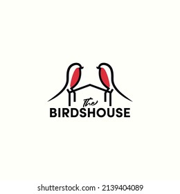 birdhouse logo vector design illustration with outline, modern and overlay styles. simple bird of real estate logo design vector inspiration isolated on white background.