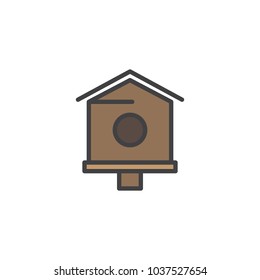 Birdhouse, nesting box filled outline icon, line vector sign, linear colorful pictogram isolated on white. Symbol, logo illustration. Pixel perfect vector graphics