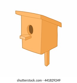 Birdhouse or nesting box icon in cartoon style on a white background
