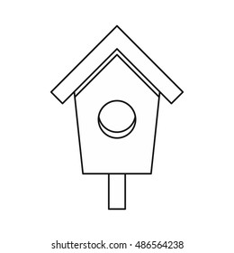 Birdhouse nesting box icon in outline style isolated on white background vector illustration