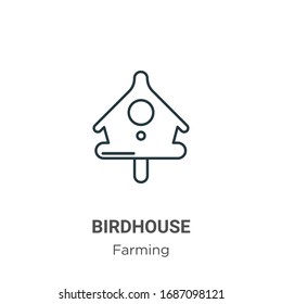 Birdhouse outline vector icon. Thin line black birdhouse icon, flat vector simple element illustration from editable gardening concept isolated stroke on white background