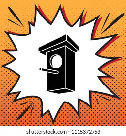 Birdhouse sign illustration. Vector. Comics style icon on pop-art background.