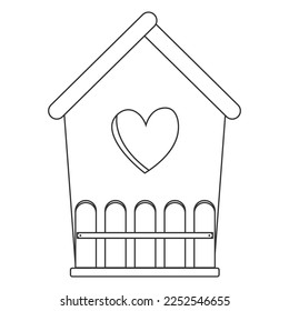 Birdhouse silhouette with heart. Vector illustration isolated on white background
