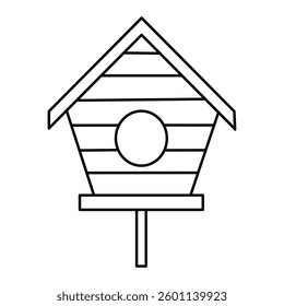 Birdhouse with a simple hand-drawn outline. A charming and minimalist spring-themed design.