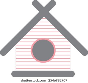 Birdhouse with sloping roof in horizontal lines