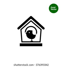 Birdhouse and sparrow