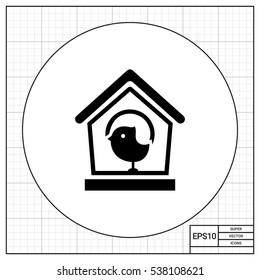 Birdhouse and sparrow