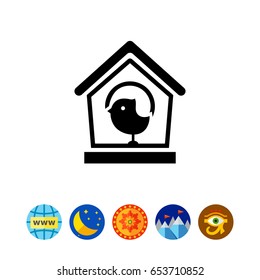 Birdhouse and sparrow