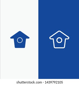 Birdhouse, Tweet, Twitter Line and Glyph Solid icon Blue banner Line and Glyph Solid icon Blue banner