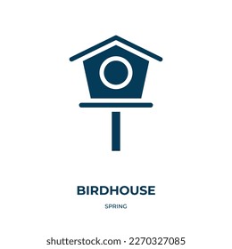 icono de vector de hospedaje. íconos llenos de casa, pájaro, de manantial, del concepto de manantial plana. Icono de glifo negro aislado, elemento de símbolo de ilustración vectorial para diseño web y aplicaciones móviles