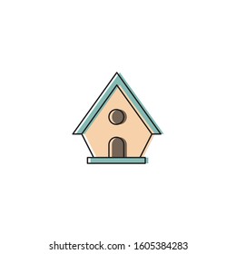 Birdhouse vector icon symbol house isolated on white background