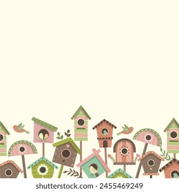 Birdhouses decorative houses for birds background with place for personal text