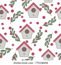 Birdhouses with Mistletoe