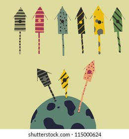 Birdhouses, vector
