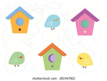 Birdhouses Vector