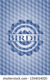 Birdie blue hexagon emblem.