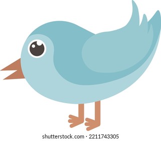 Birdie. The image of a blue bird. Cute bird in cartoon style. Vector illustration isolated on a white background