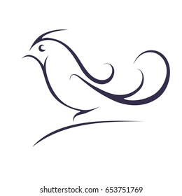 Birdie on a white background. Contour of a bird. vector illustration