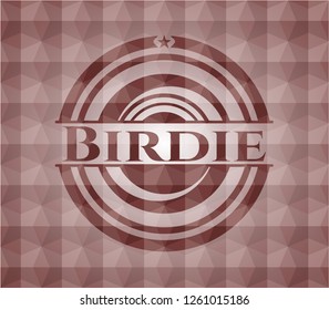 Birdie red geometric pattern emblem. Seamless.
