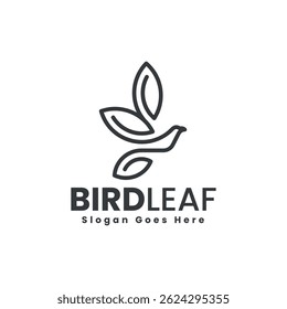 BirdLeaf Outline Plantilla de diseño de logotipo